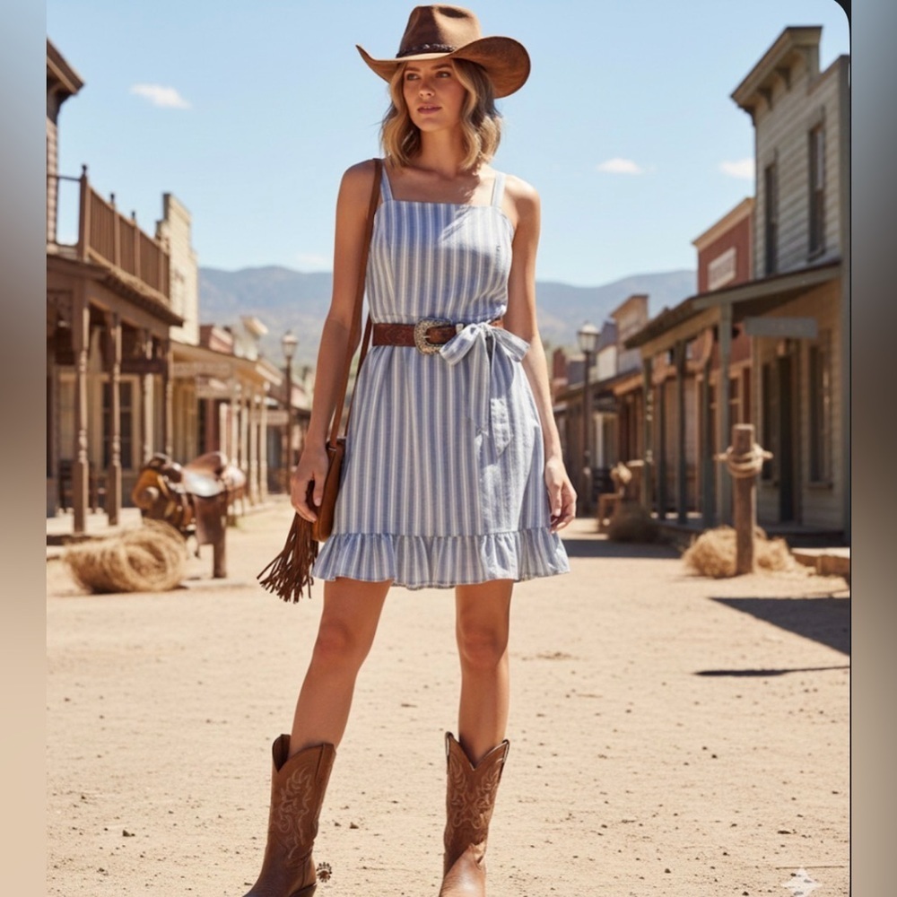 Hollister ruffle-hem blue stripe mini dress size L NWT super soft summer perfect